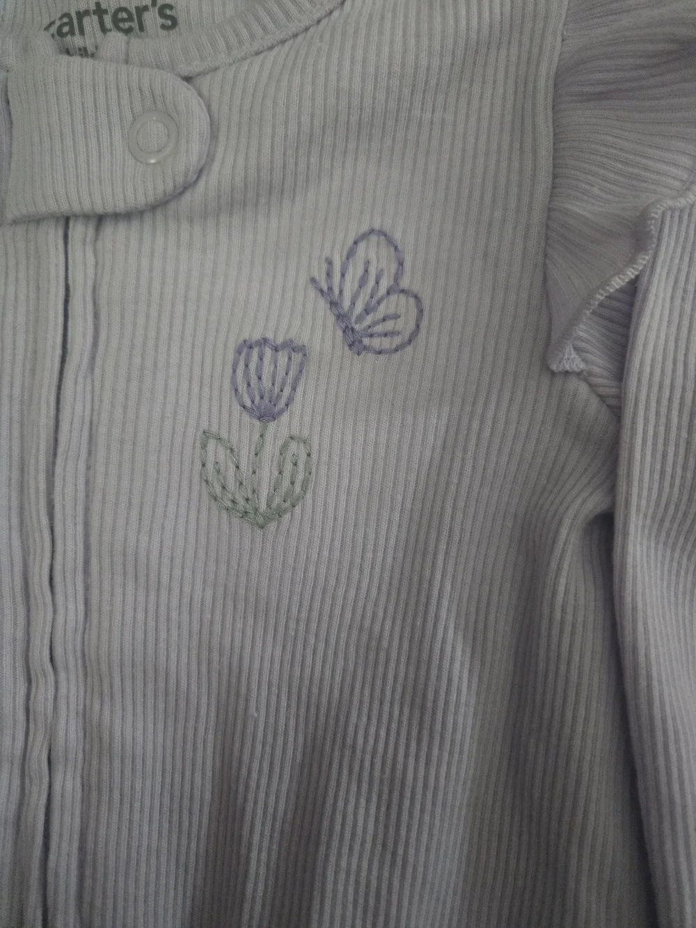 Carter's Child of Mine Purple Ribbed Ruffle Sleep 'N Play-Size 0-3Mos NWT